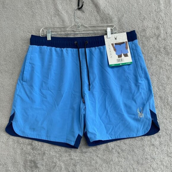NEW Spyder Men's XL Swim Shorts Blue With 7.5" Inseam & Quick Dry - Picture 2 of 9